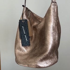 NWT Metallic Pink Leather Bucket Bag